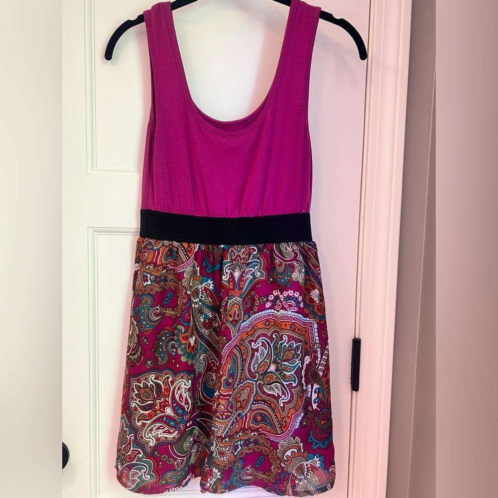 Pink sundress with multicolor bottom